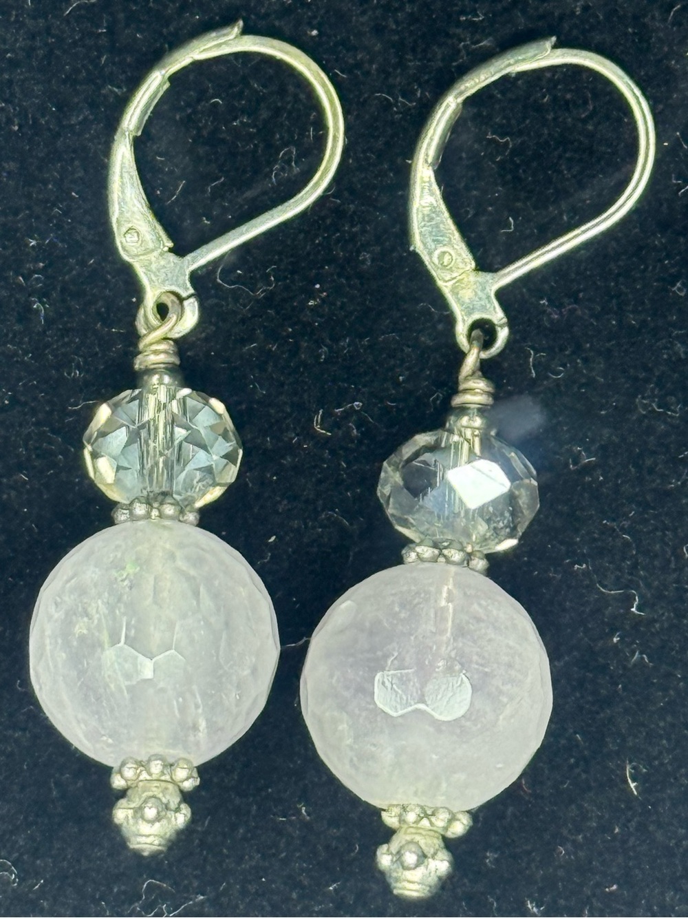 Faceted Rose Quartz and Crystal Drop Earrings